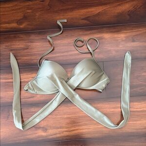 SHEIN Olive Push Up Halter Top